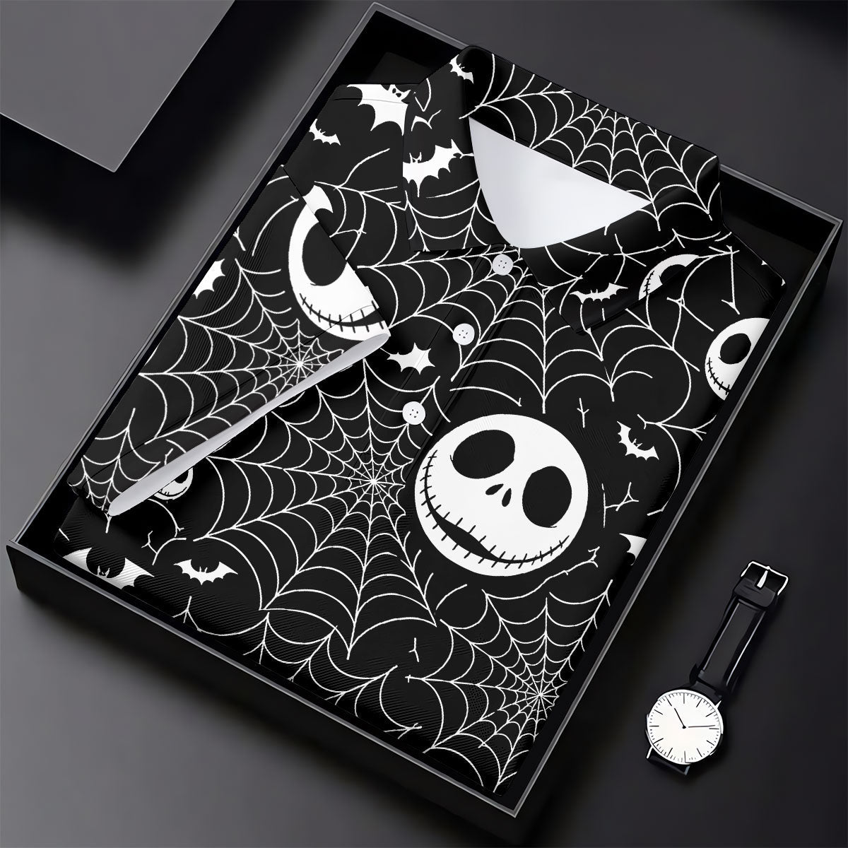 Black Horror Character Spider Web Pattern Golf Polo Shirt, Women's Golf Polo, Ladies Golf Shirts