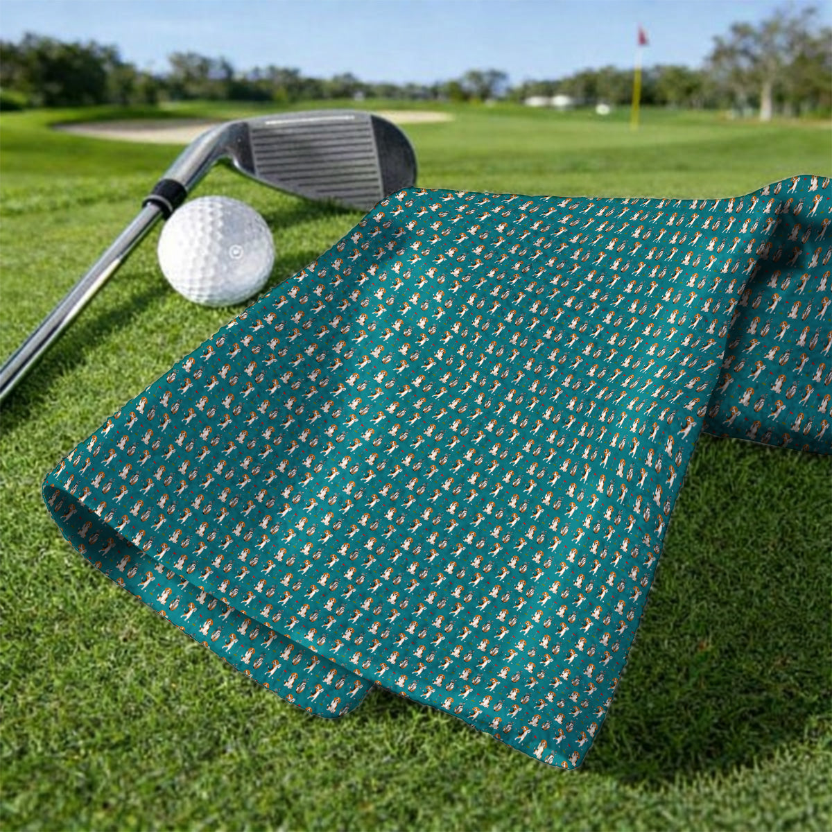 Beagle Golf Pattern Golf Towel, Hunting Dog Golf Towels, Funny Golf Gift For Golfer