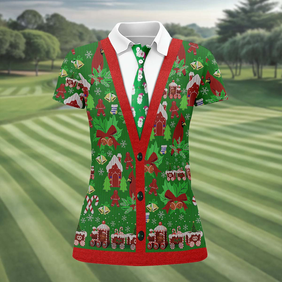 Christmas Pattern Fun Women's Golf Shirts, Christmas Golf Shirt, Unique Gift For Golfer, Ladies Golf Polos