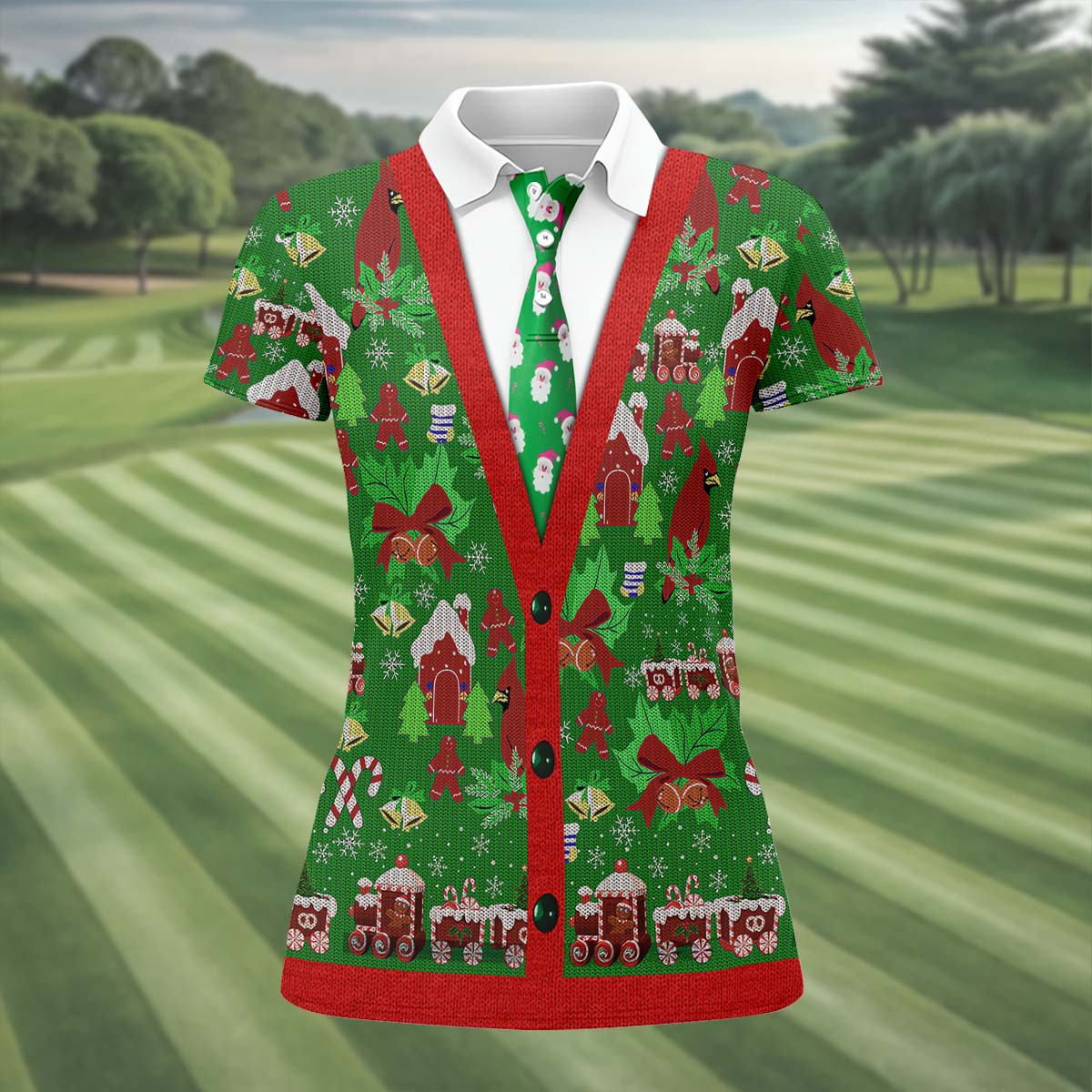 Christmas Pattern Fun Women's Golf Shirts, Christmas Golf Shirt, Unique Gift For Golfer, Ladies Golf Polos