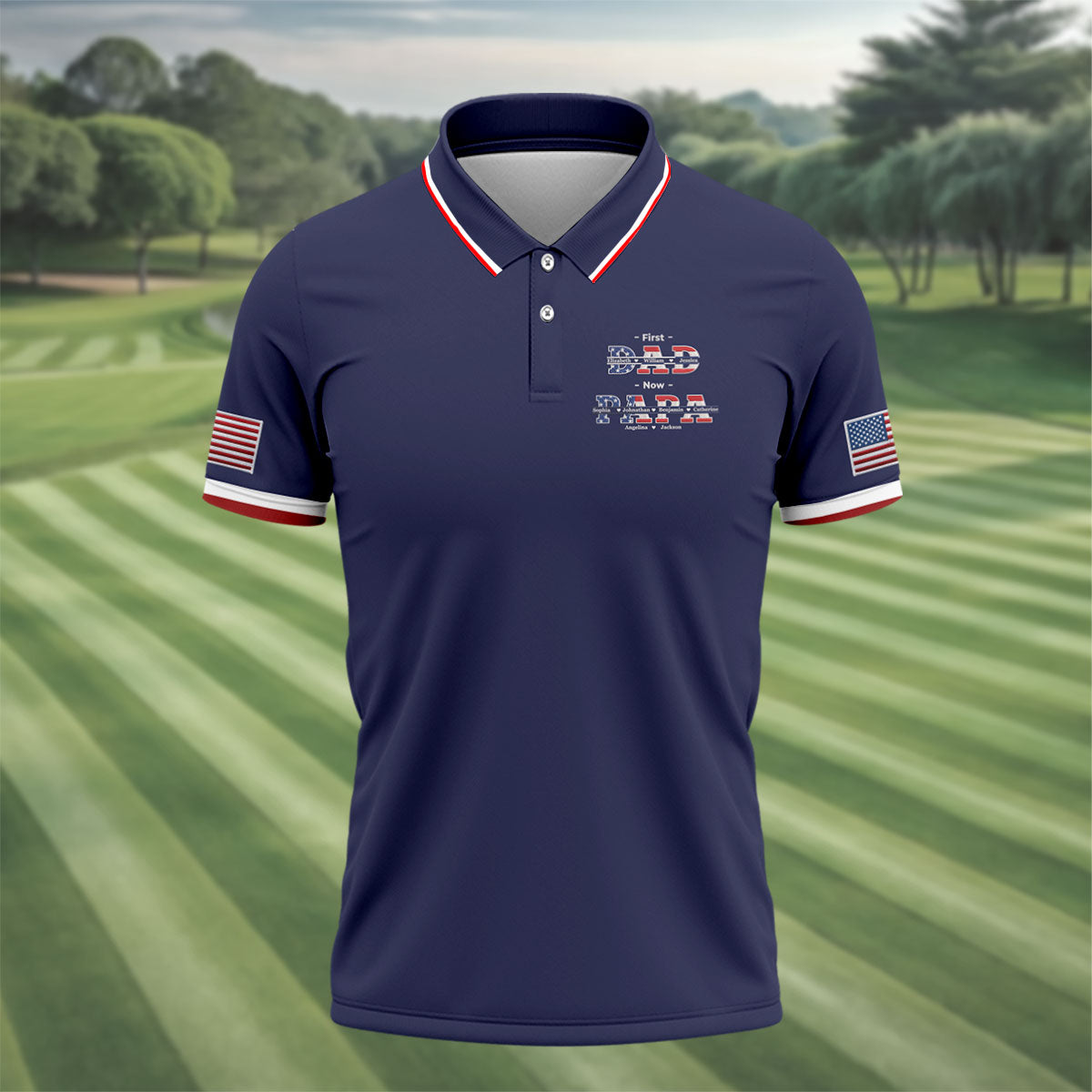 Navy First Dad Now Grandpa Golf Polo Shirt, Golf Polo Shirts For Men, Mens Golf Shirts