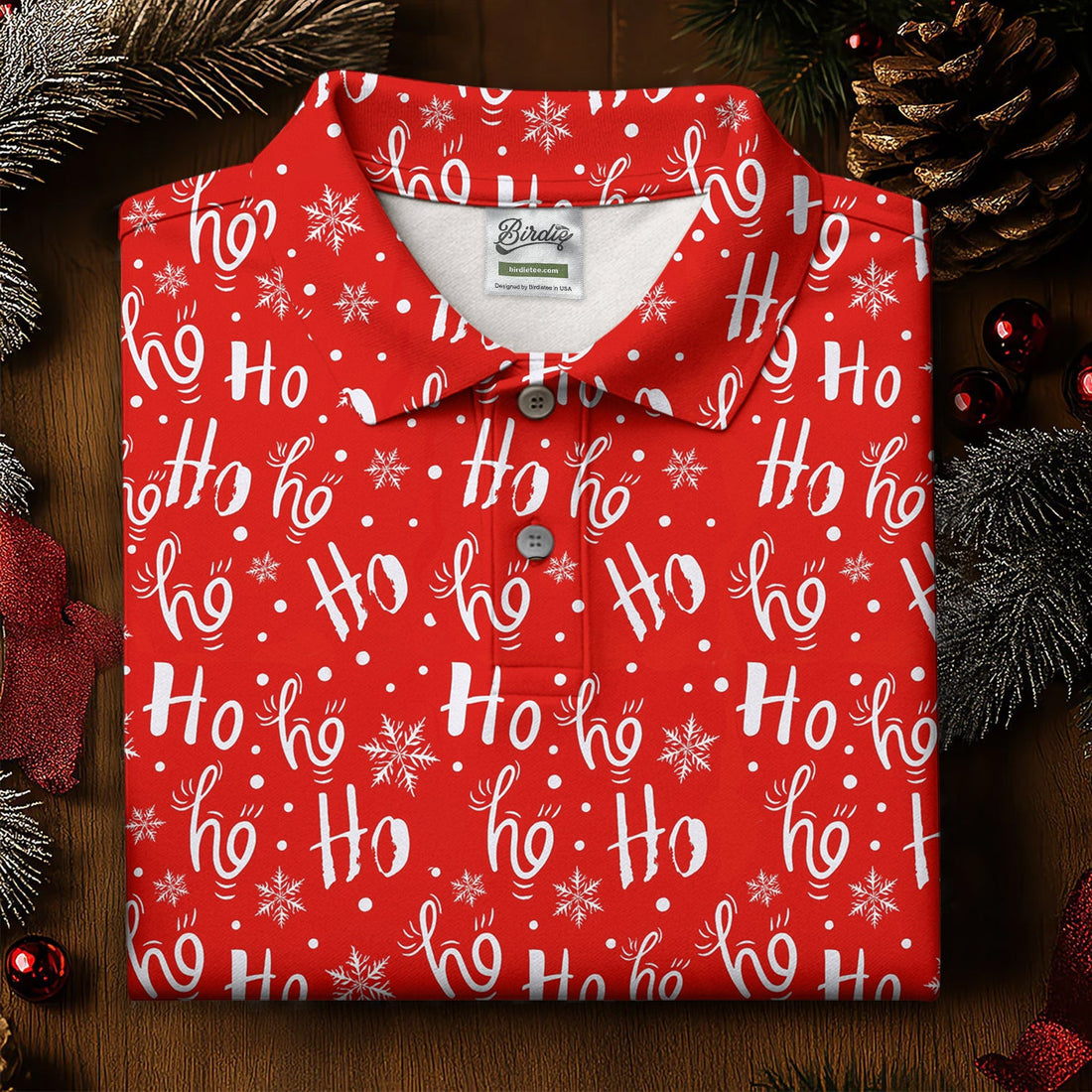Ho Ho Ho Red Christmas Ladies Golf Tops, Fun Women's Golf Shirts, Christmas Golf Shirt, Golf Shirt For Women