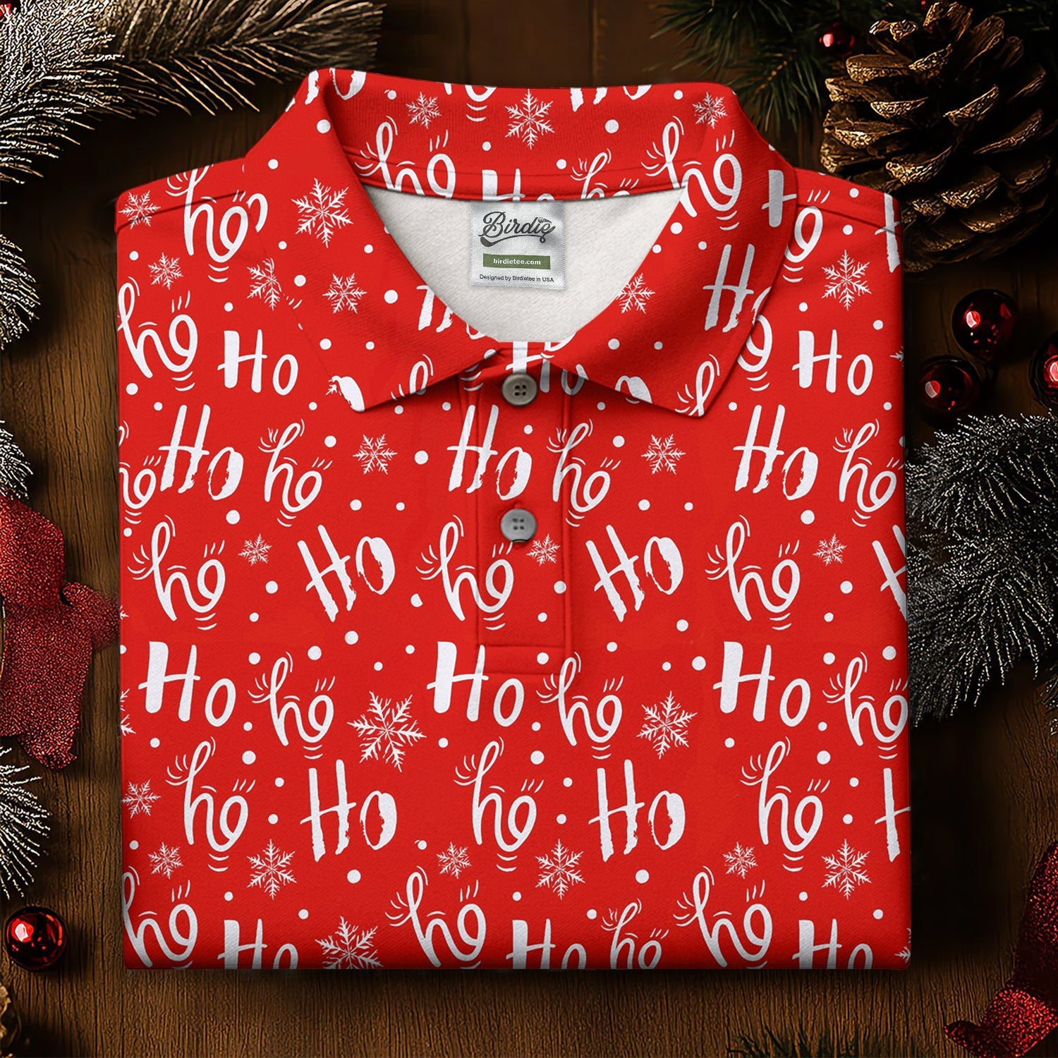 Ho Ho Ho Red Christmas Ladies Golf Tops, Fun Women's Golf Shirts, Christmas Golf Shirt, Golf Shirt For Women