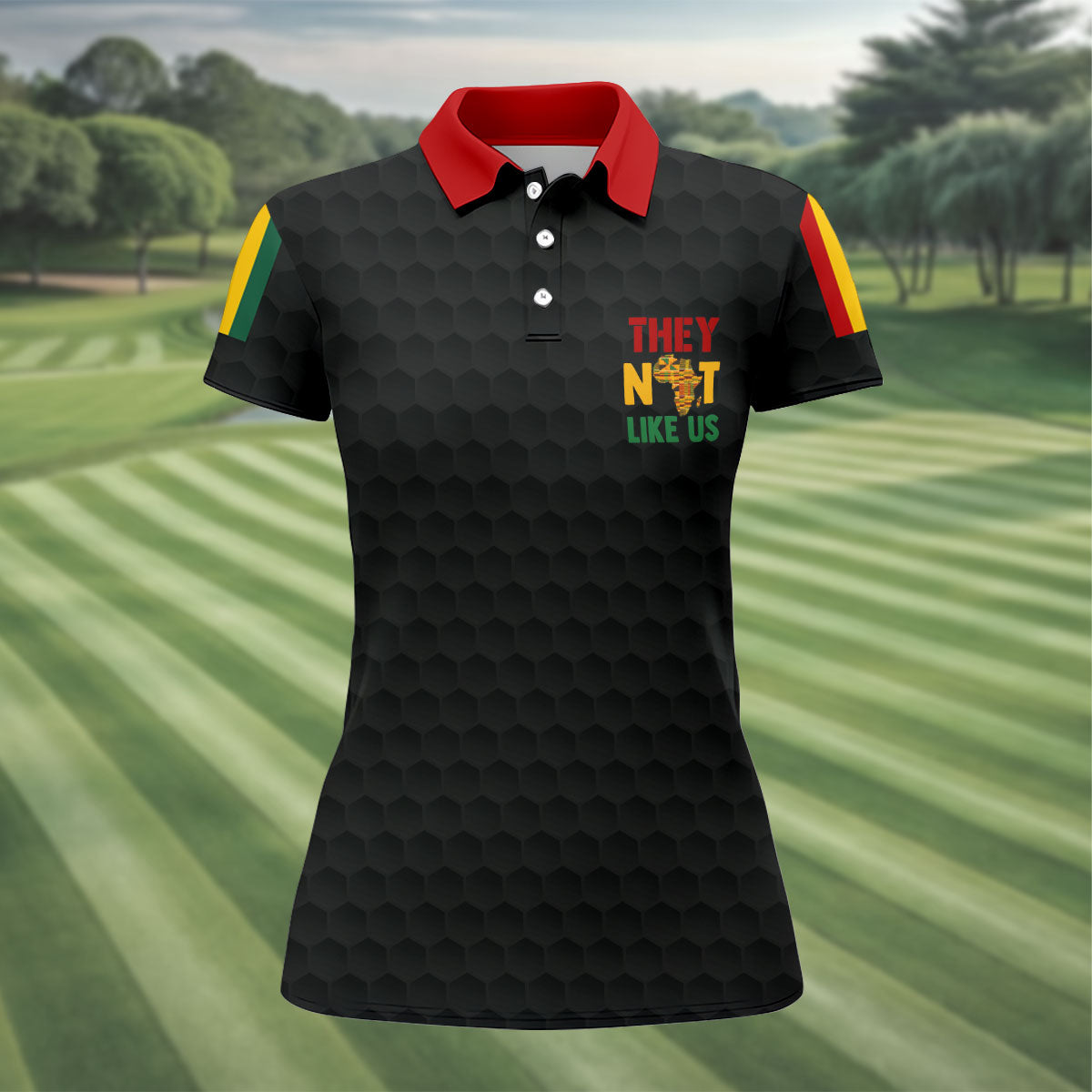Juneteenth They Not Like Us Africa Performance Golf Polo Shirt, Golf Shirts For Women, Women's Golf Apparel