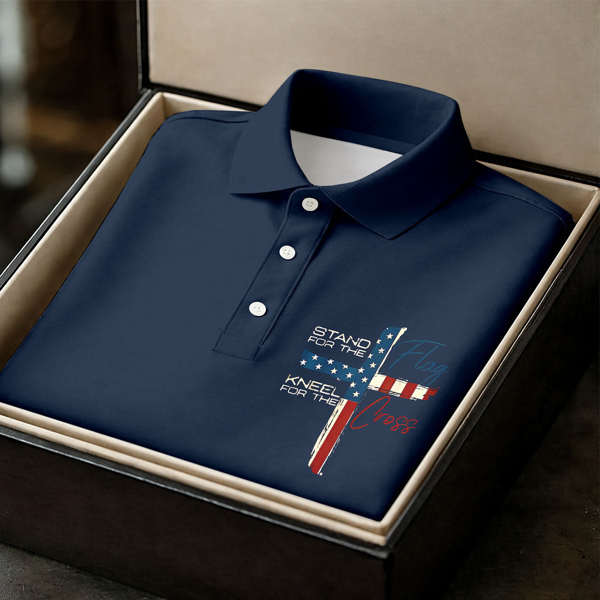 Stand For The Flag Kneel For The Cross Patriotic Golf Shirt, 250 Years 4th Of July Golf Shirt For Women