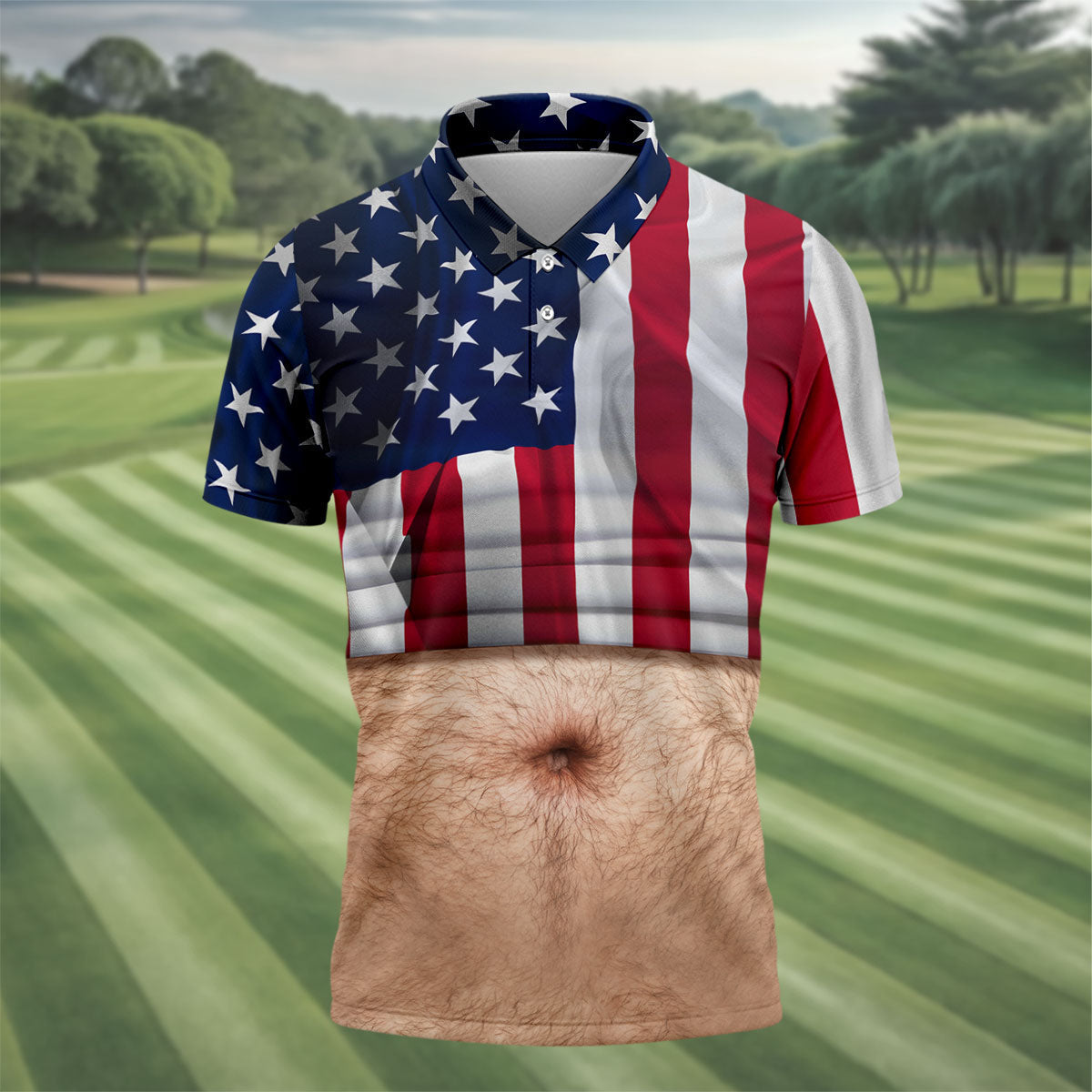 US Flag Pattern 250 Years Men's Funny Golf Polo Shirts, Father's Day Golf Shirt, Golf Gift For Dad