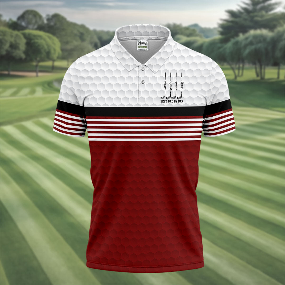 Best Dad By Par Golf Ball Pattern Father's Day Golf Shirt, Golf Gift For Dad, Polo Shirts For Men