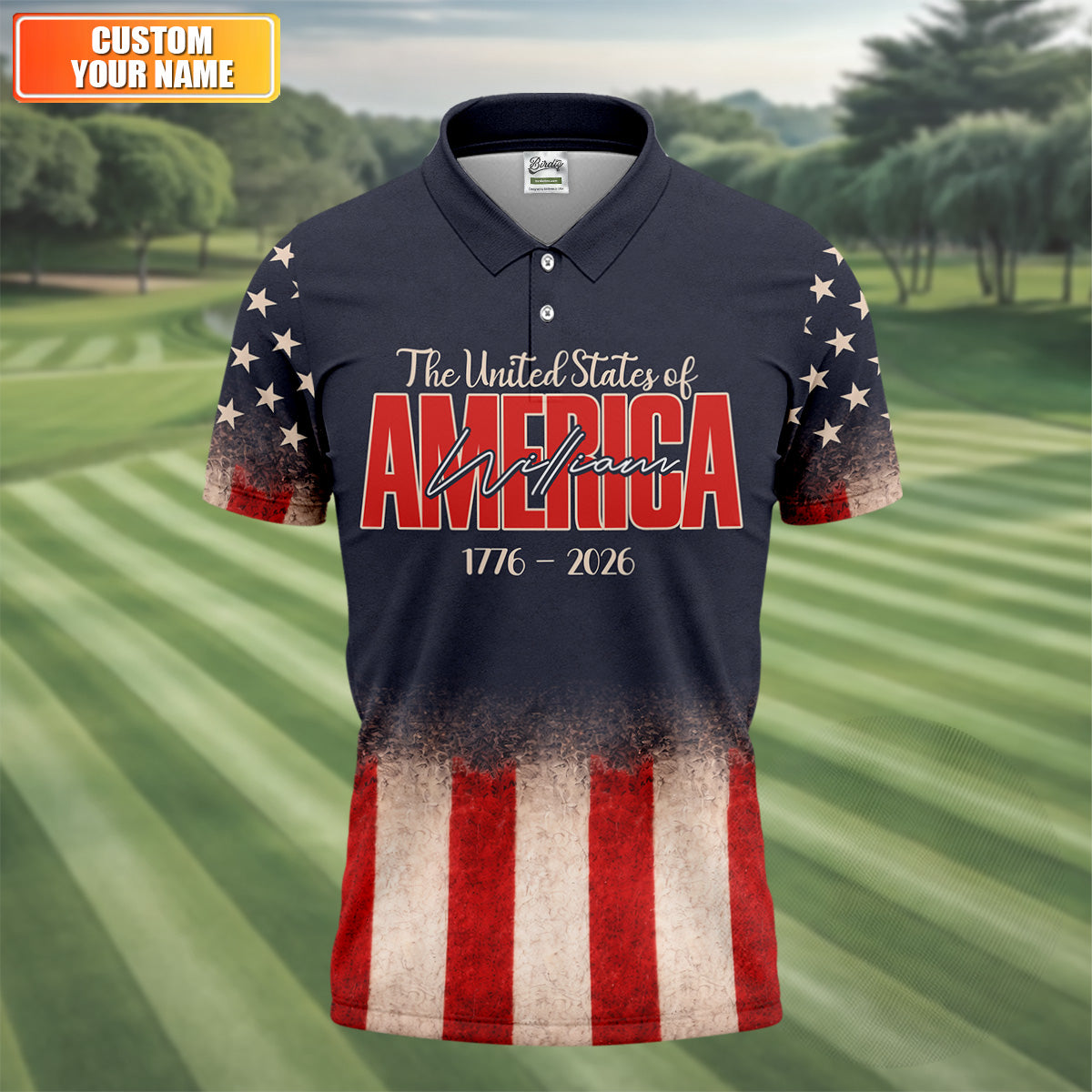 God Bless America Faith Cross Bald Eagle Patriotic Golf Shirt, 250 Years Golf Shirts For Men