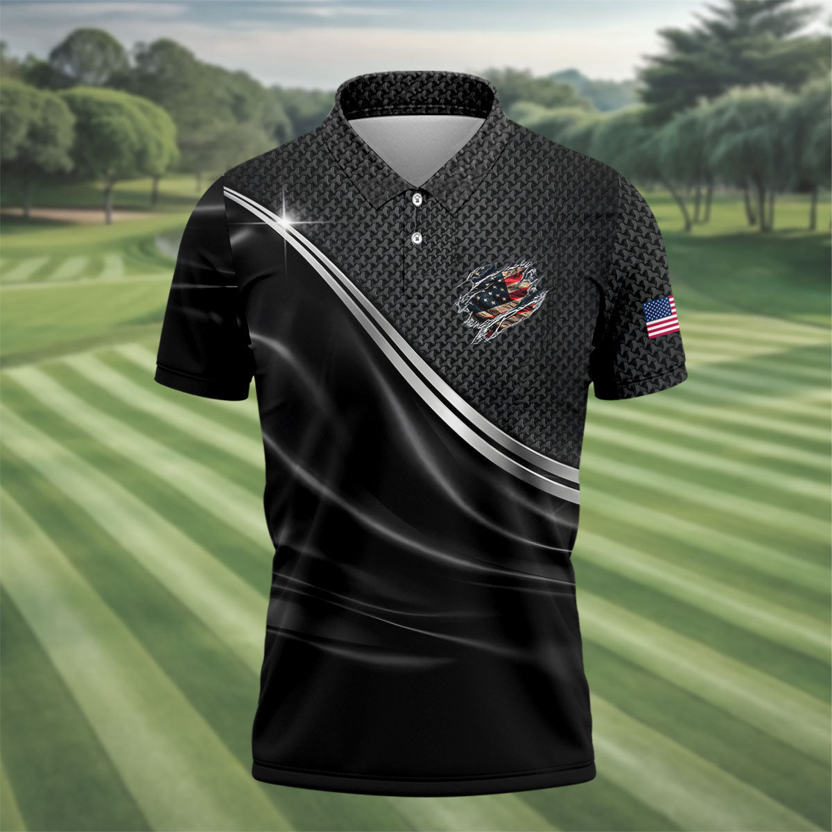 250 Years Ripped Flag Patriotic Golf Shirt, 4th Of July Golf Shirt, Golf Shirts For Men