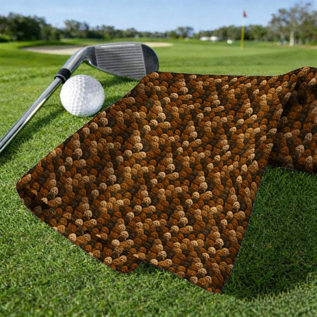 Funny Poodle Pattern Golf Towel, Poodle Dog Golf Towels, Golfer Dog Lover Gift