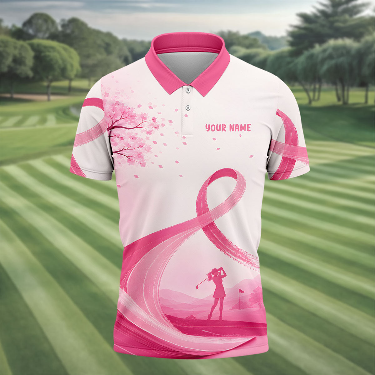 Custom Pink Spread Hope Find Cure Breast Cancer Golf Polo Shirt, Mens Golf Polo, Mens Polo Shirts