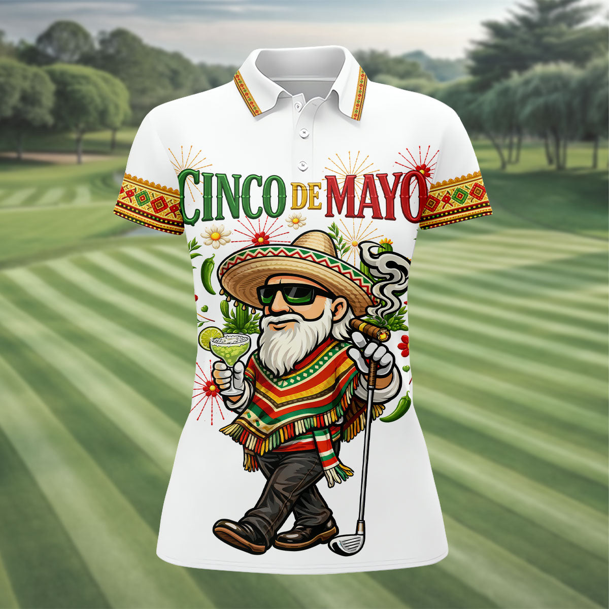 Margarita Man Cinco De Mayo Celebration White Golf Shirt, Fiesta Theme Golf Shirt For Women