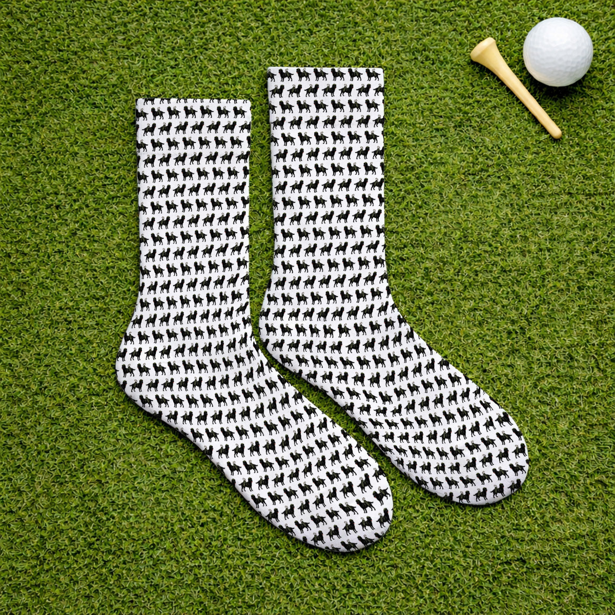 Black Lab Pattern Golf Socks, Crazy Labrador Golf Sock, Golf Gift For Golfer