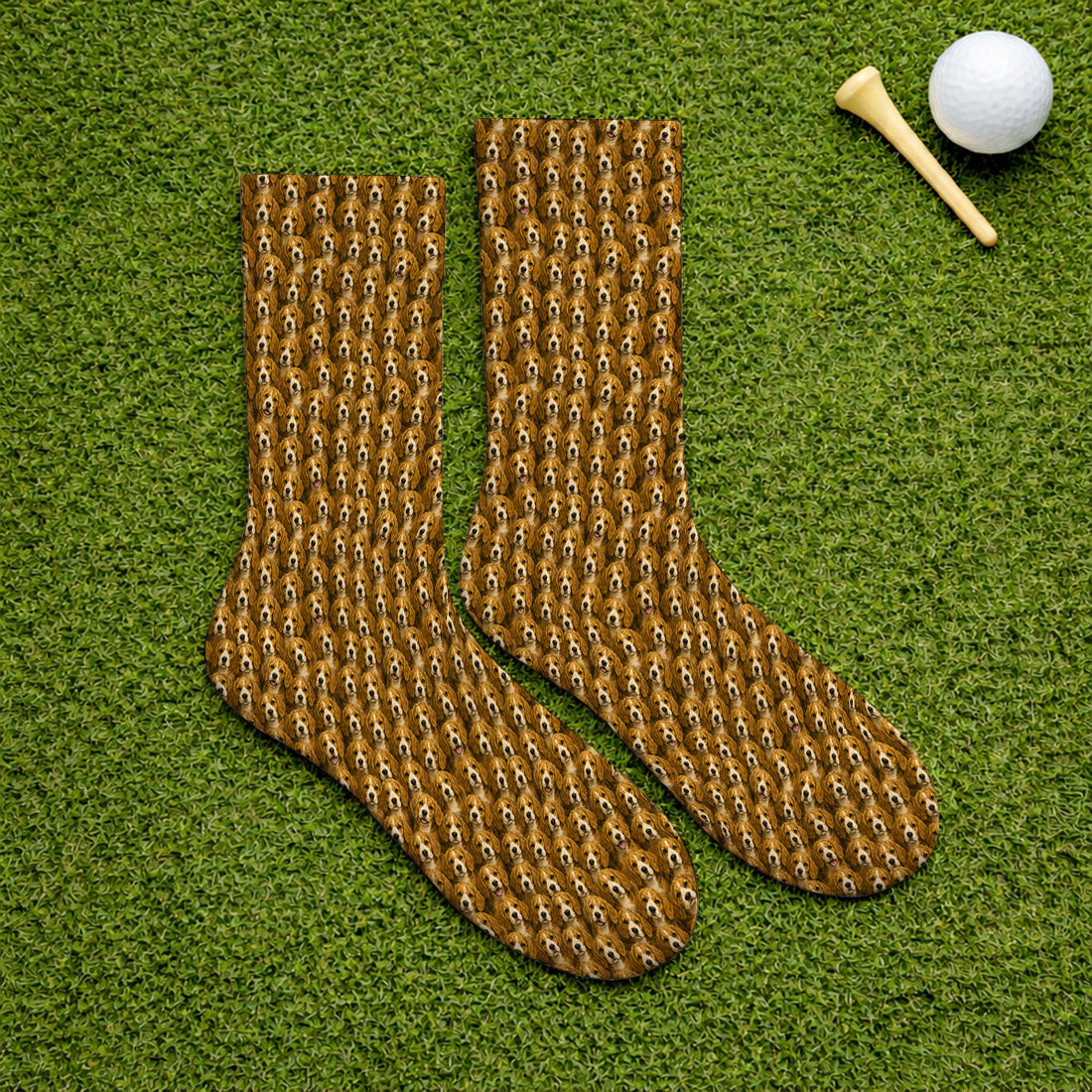 Beagle Pattern Golf Socks, Beagle Dog Golf Sock, Funny Golf Gift For Golfer