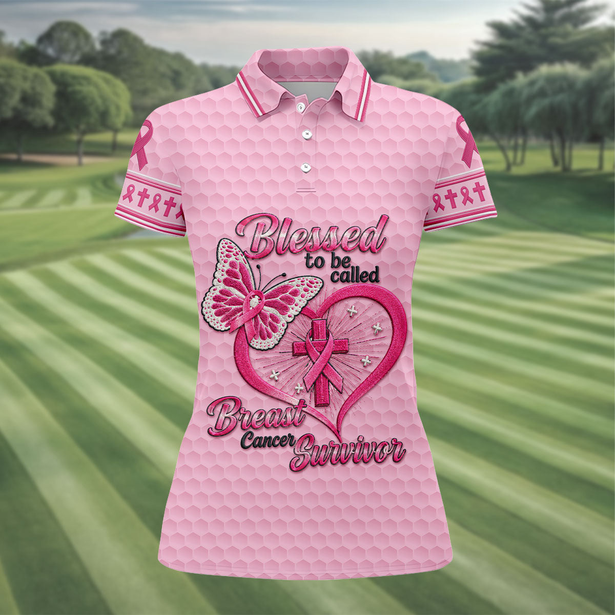 Blessed To Be Called Breast Cancer Survivor Shirt, Womens Golf Polo, Golf Shirts For Women