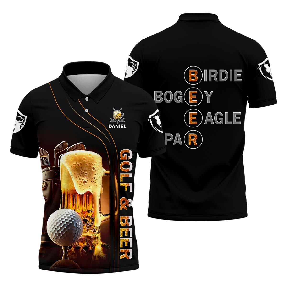 Golf And Beer Custom Men's Funny Graphic Golf Polo Shirt, Christmas Golf Gift, Gift For Golfer