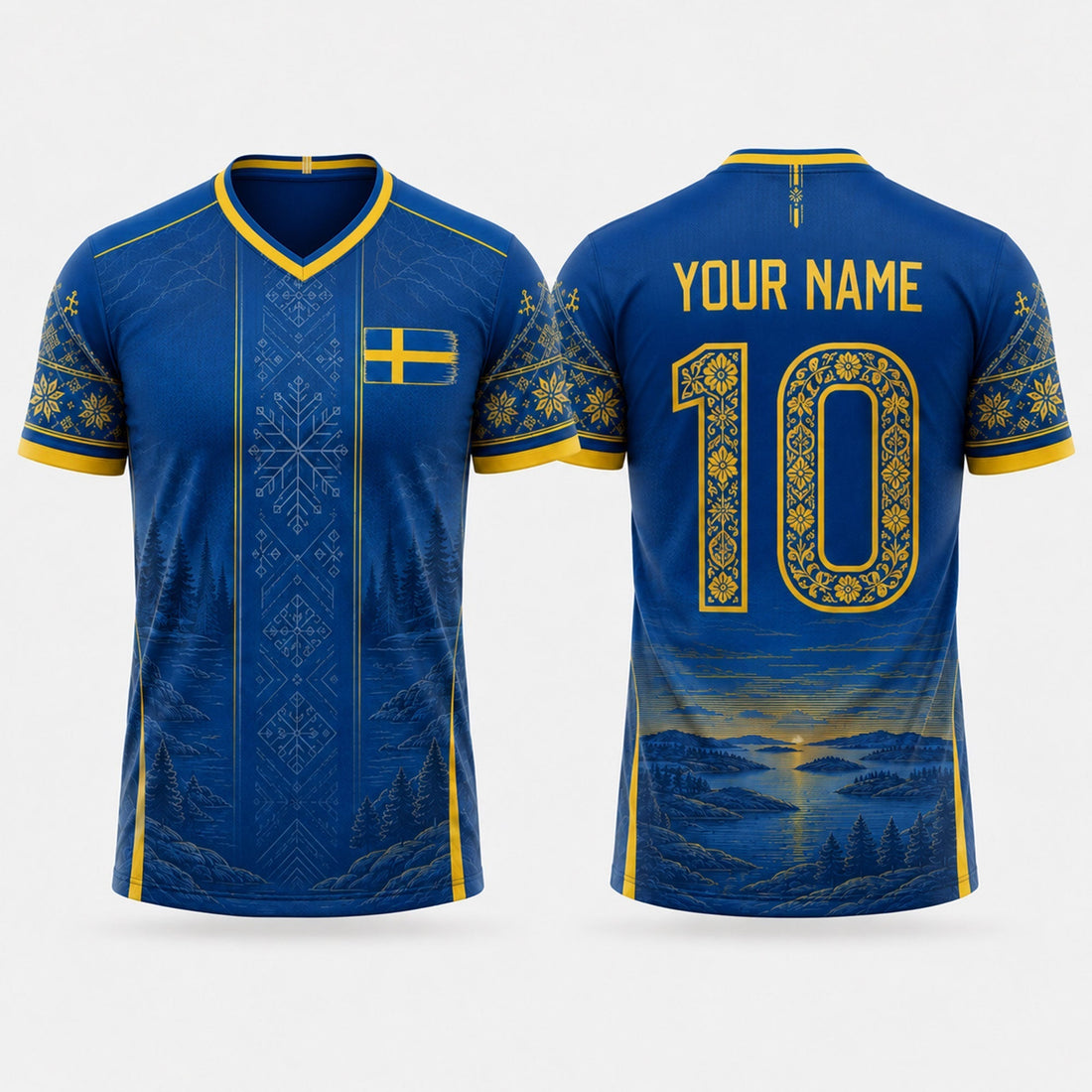 Sweden Fooball Shirt, Kurbits V-Neck For Men Football Lover, Swedish National Soccer Father's Day Presents