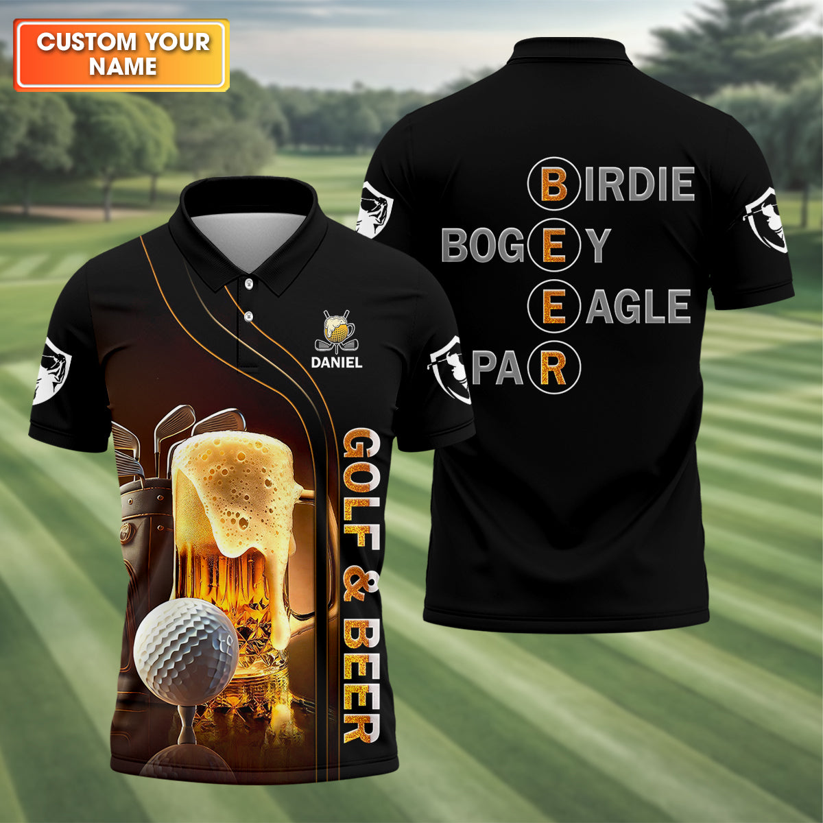 Golf And Beer Custom Men's Golf T-Shirt, Funny Golf Shirt, Gift For Golfers