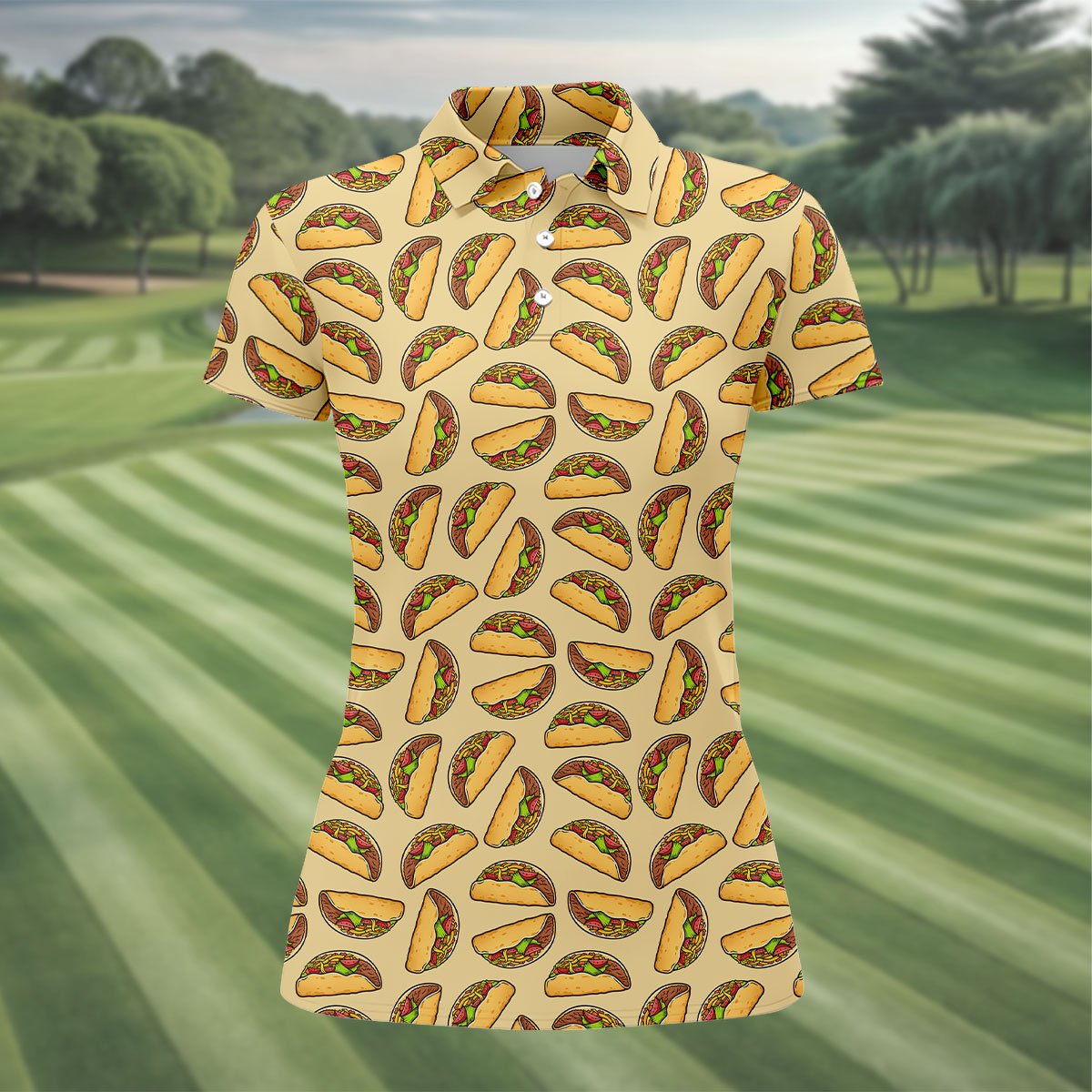 Taco Seamless Pattern Cinco De Mayo Celebration Fiesta Themed Tropical Pattern Golf Shirt For Women