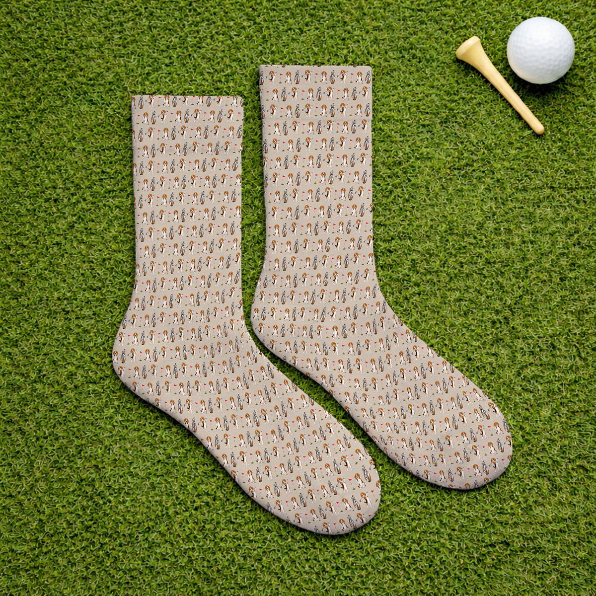 Beagle Golf Pattern Golf Socks, Hunting Dog Golf Sock, Funny Golf Gift For Golfer