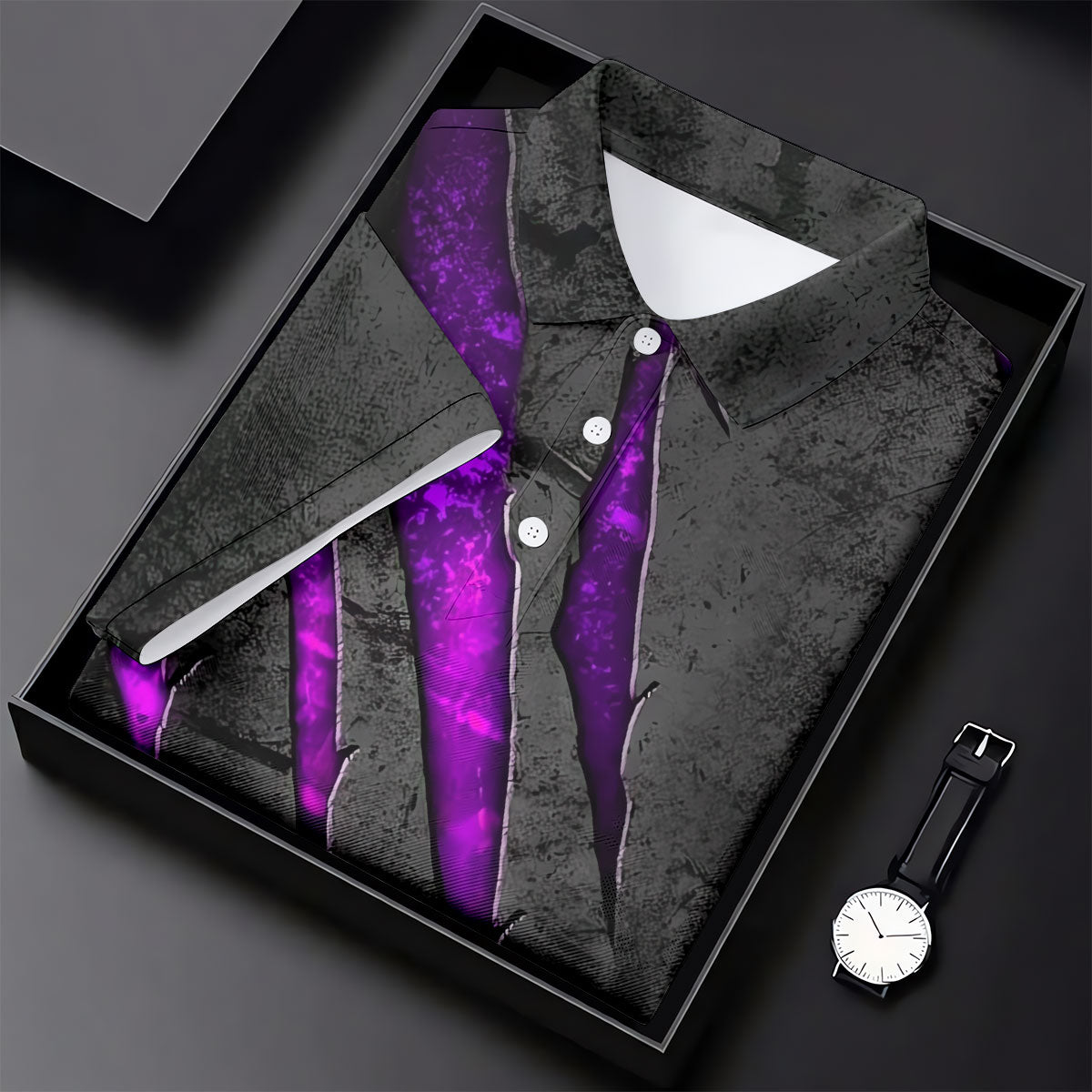 Purple Claw Marks Hawaiian Golf Shirt, Scratch Print Women's Golf Tops, Ladies Golf Shirts