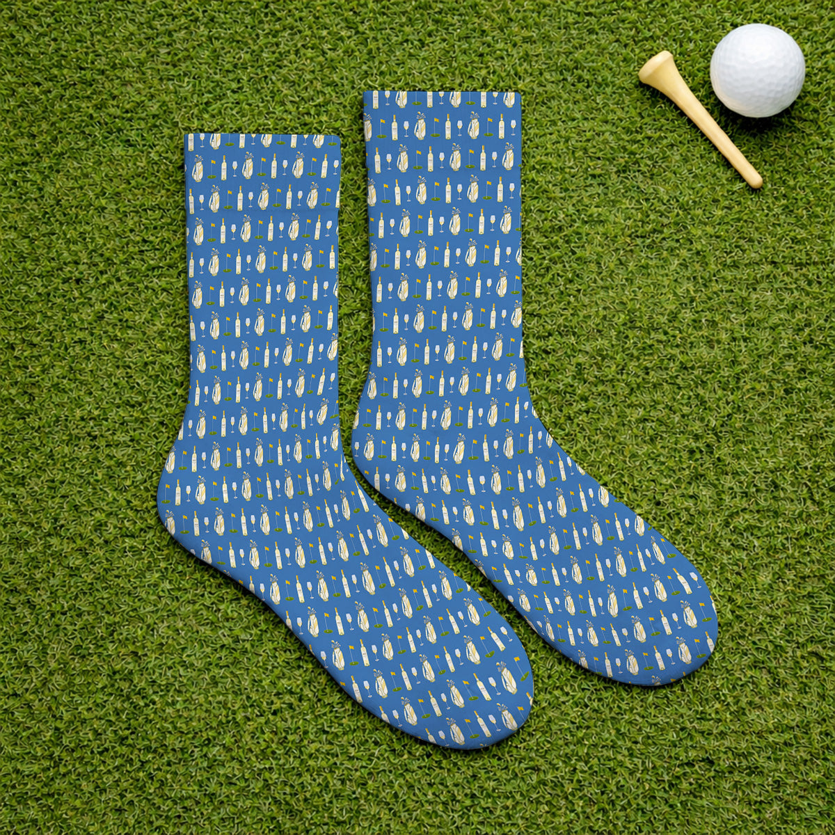 White Wine Pattern Golf Socks, Elegant Winery Golf Sock, Wine Golf Gift For Golfer