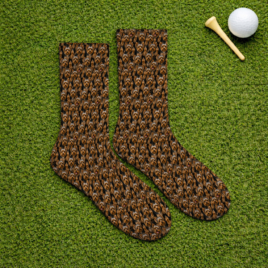 Yorkshire Terrier Golf Socks, Funny Yorkie Pattern Golf Sock, Golf Gift For Dog Lovers