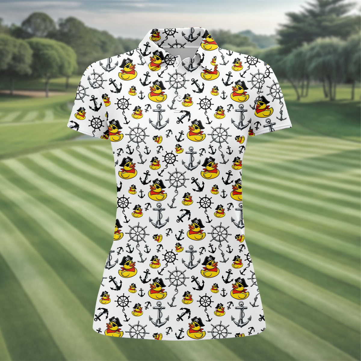 Pirate Rubber Ducks Funny Golf Shirt, Cute Golf Outfit, Ladies Golf Shirts, Golf Shirt For Women