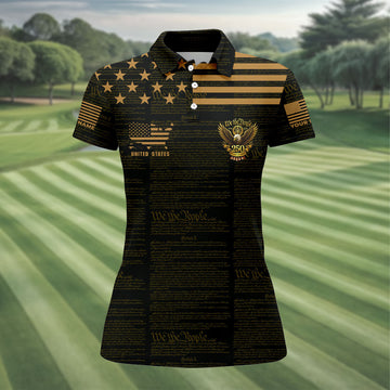 We The People Black And Gold Patriotic 4th Of July Golf Shirt, 250 Years Of Free Golf Shirt For Women