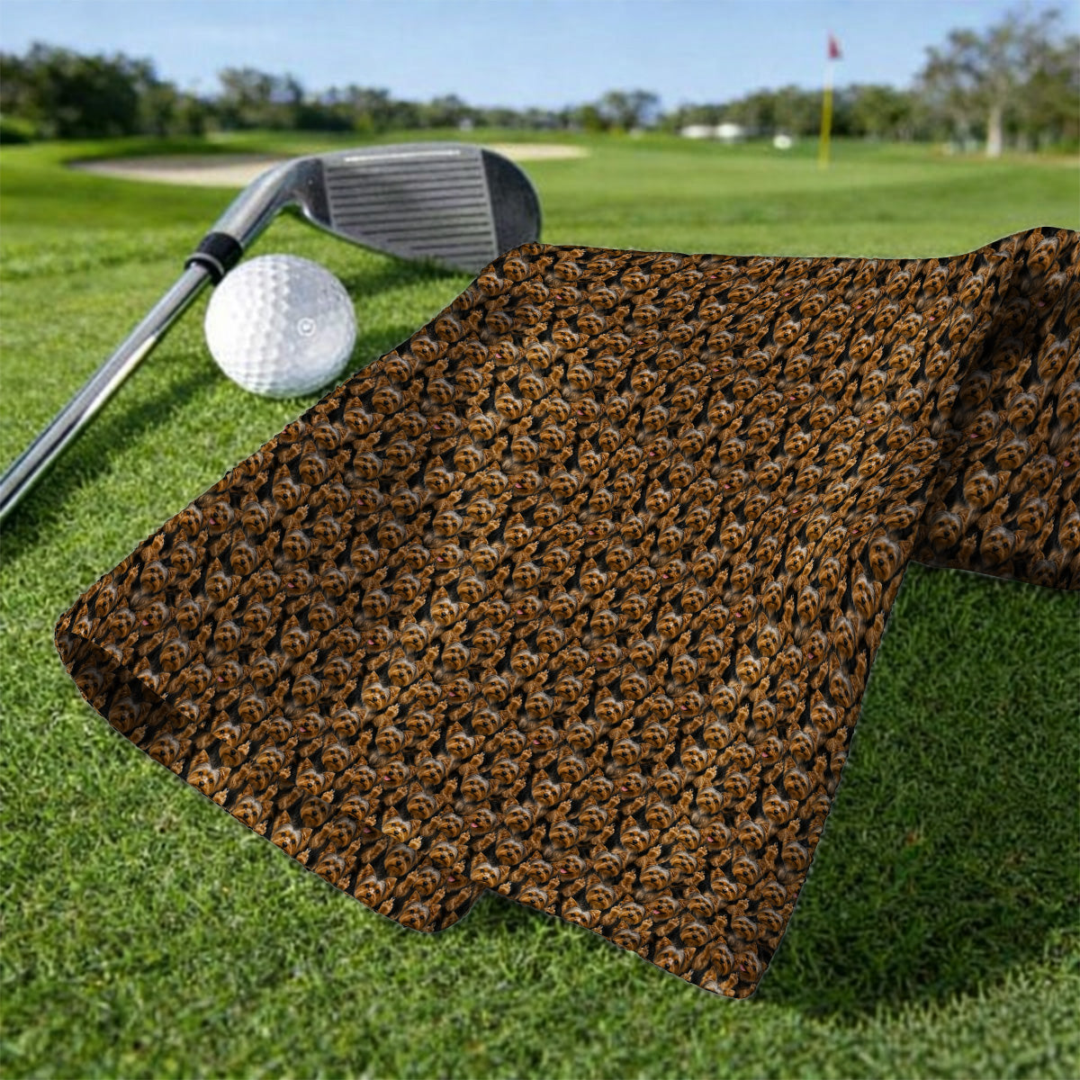 Yorkshire Terrier Golf Towel, Funny Yorkie Pattern Golf Towels, Golf Gift For Dog Lovers