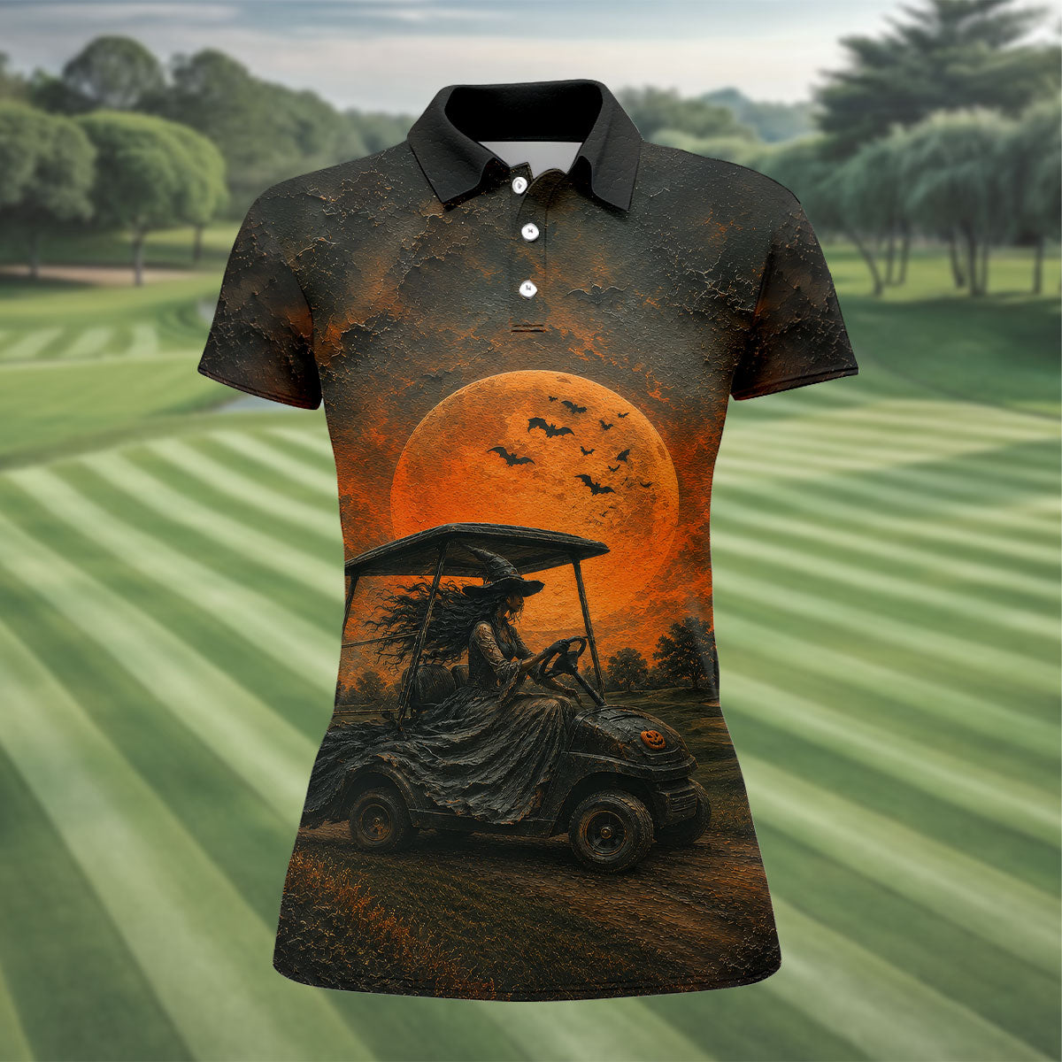 My Broom Broke So Now I Drive A Golf Cart Halloween Shirt, Golf Polo For Women, Women's Golf Apparel