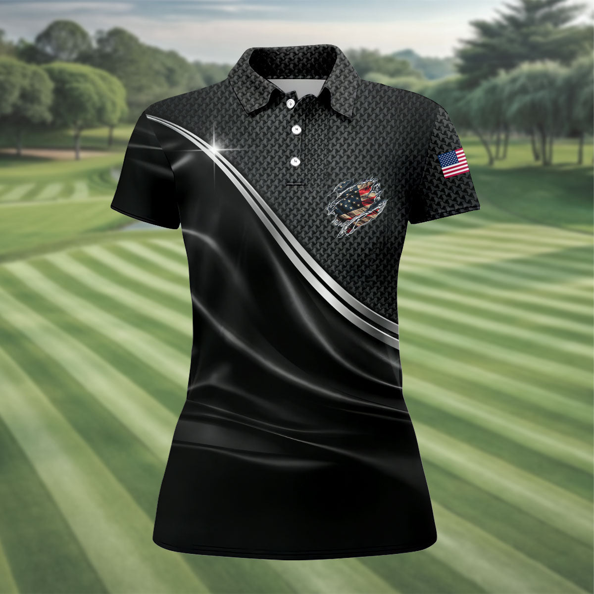250 Years Ripped Flag Patriotic Golf Shirt, 4th Of July Golf Shirt, Golf Shirt For Women