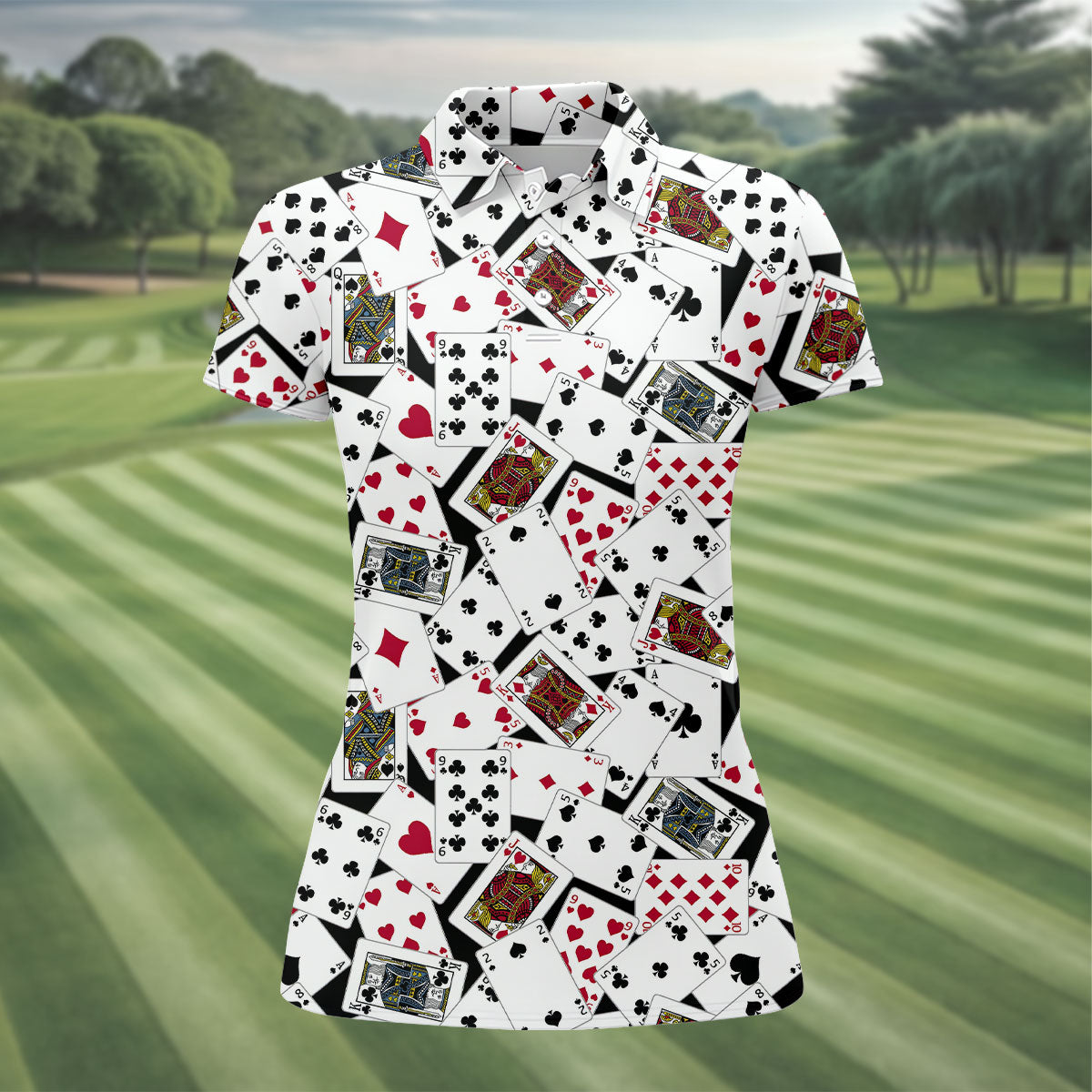 Playing Cards Poker Pattern Hawaiian Golf Shirt, Golf Polo For Women, Women’s Golf Apparel