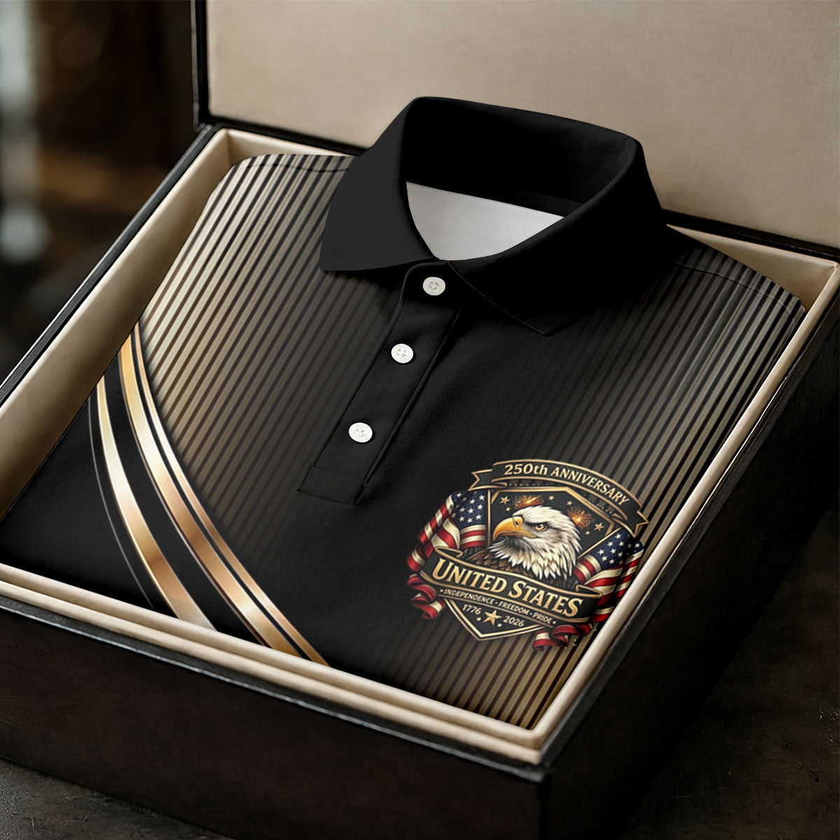 250th Anniversary Metallic Looking Patriotic Golf Shirt, 4th Of July Golf Shirt For Women