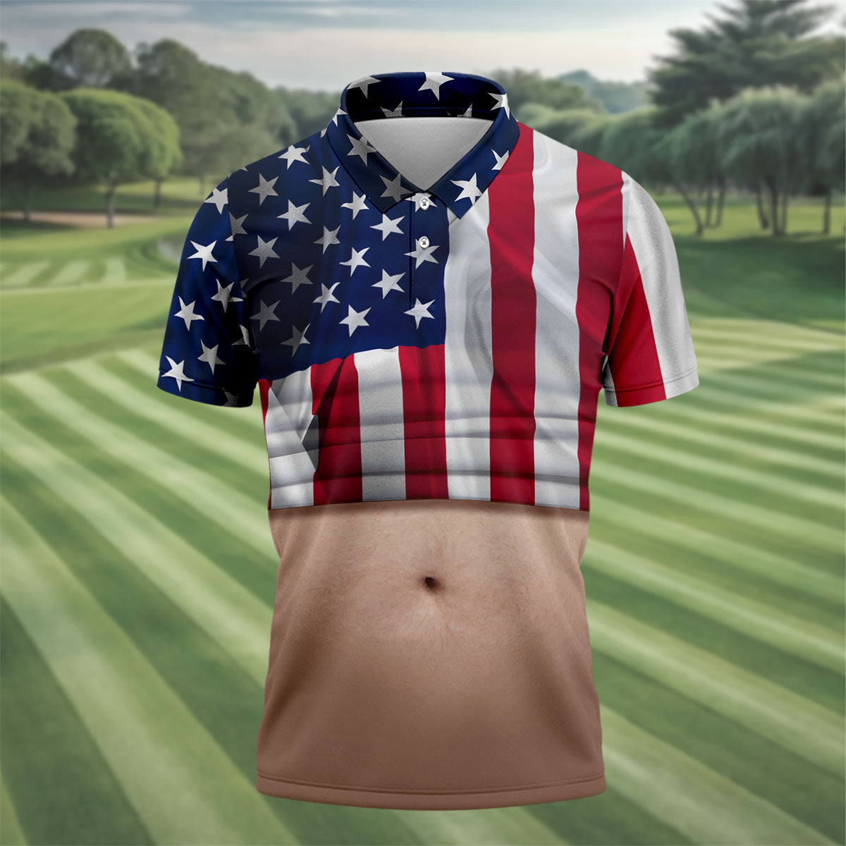 US Flag Pattern 250 Years Men's Funny Golf Polo Shirts, Father's Day Golf Shirt, Golf Gift For Dad