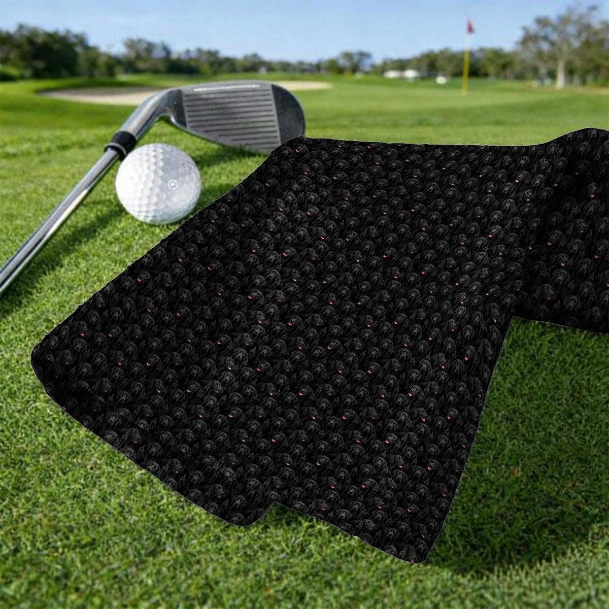 Black Labrador Middle Finger Golf Towel, Funny Pattern Golf Towels, Dog Lover Golf Gift