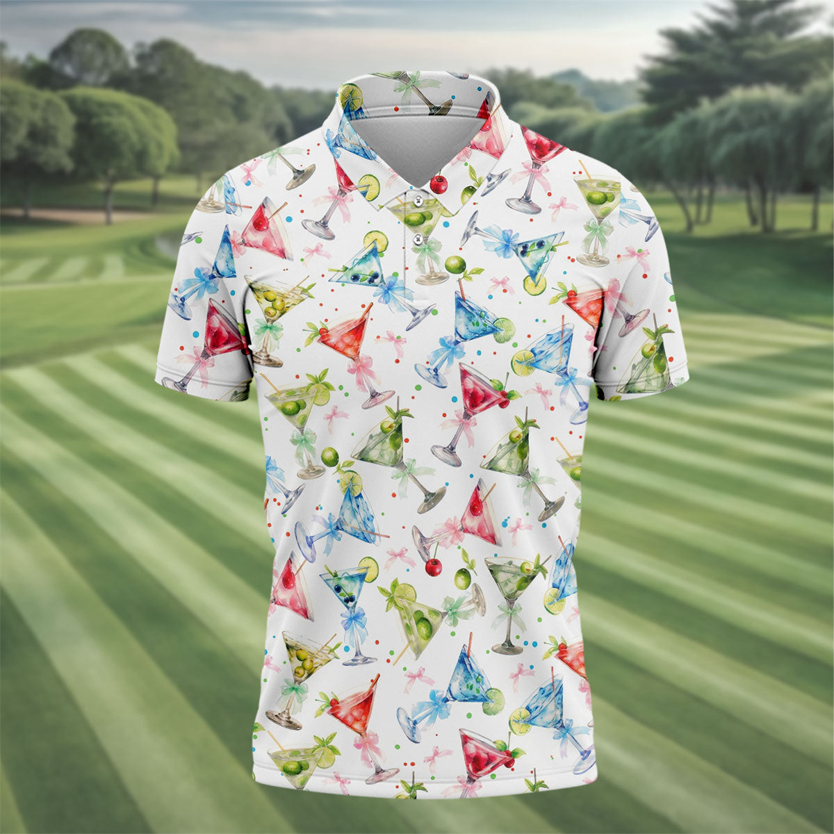Coquette Martini Cinco De Mayo Celebration Golf Tops For Men, Summer Theme Polo Shirts For Men