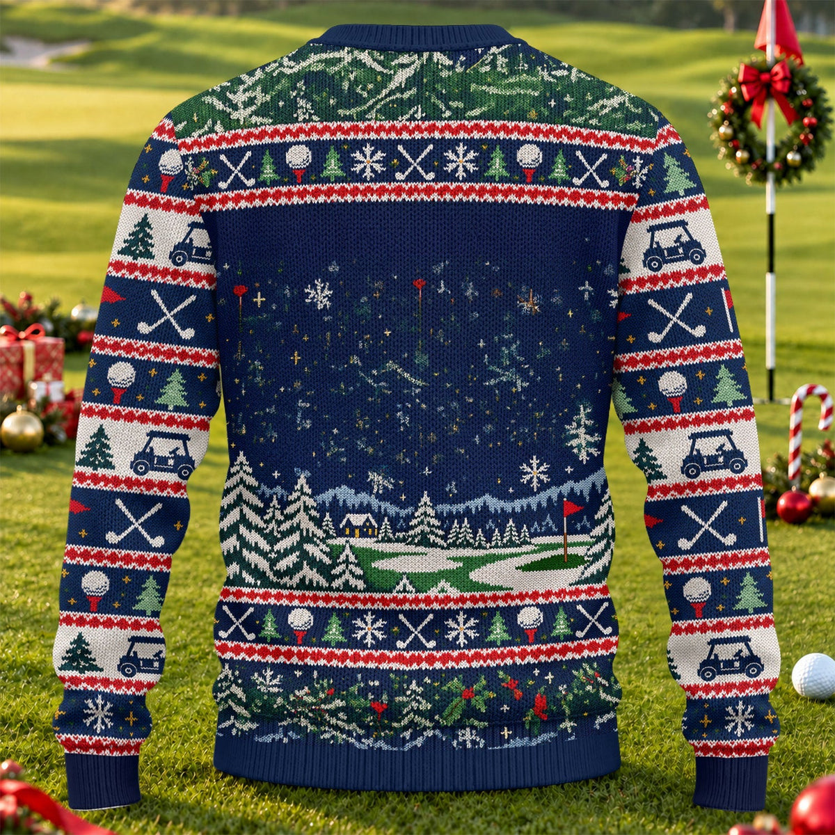 Tees The Season Santa Golf Cart Ugly Christmas Sweater, Golf Apparel, Holiday Gifts