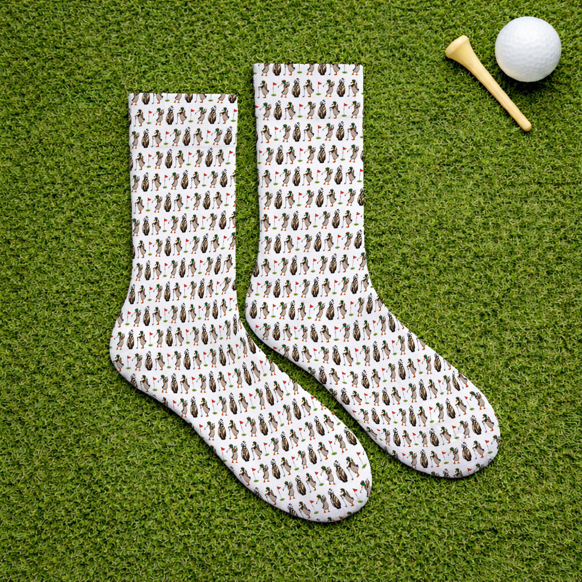 Mallard Duck Golf Sock, Funny Waterfowl Pattern Golf Socks, Perfect Gift for Golfers & Duck Hunters