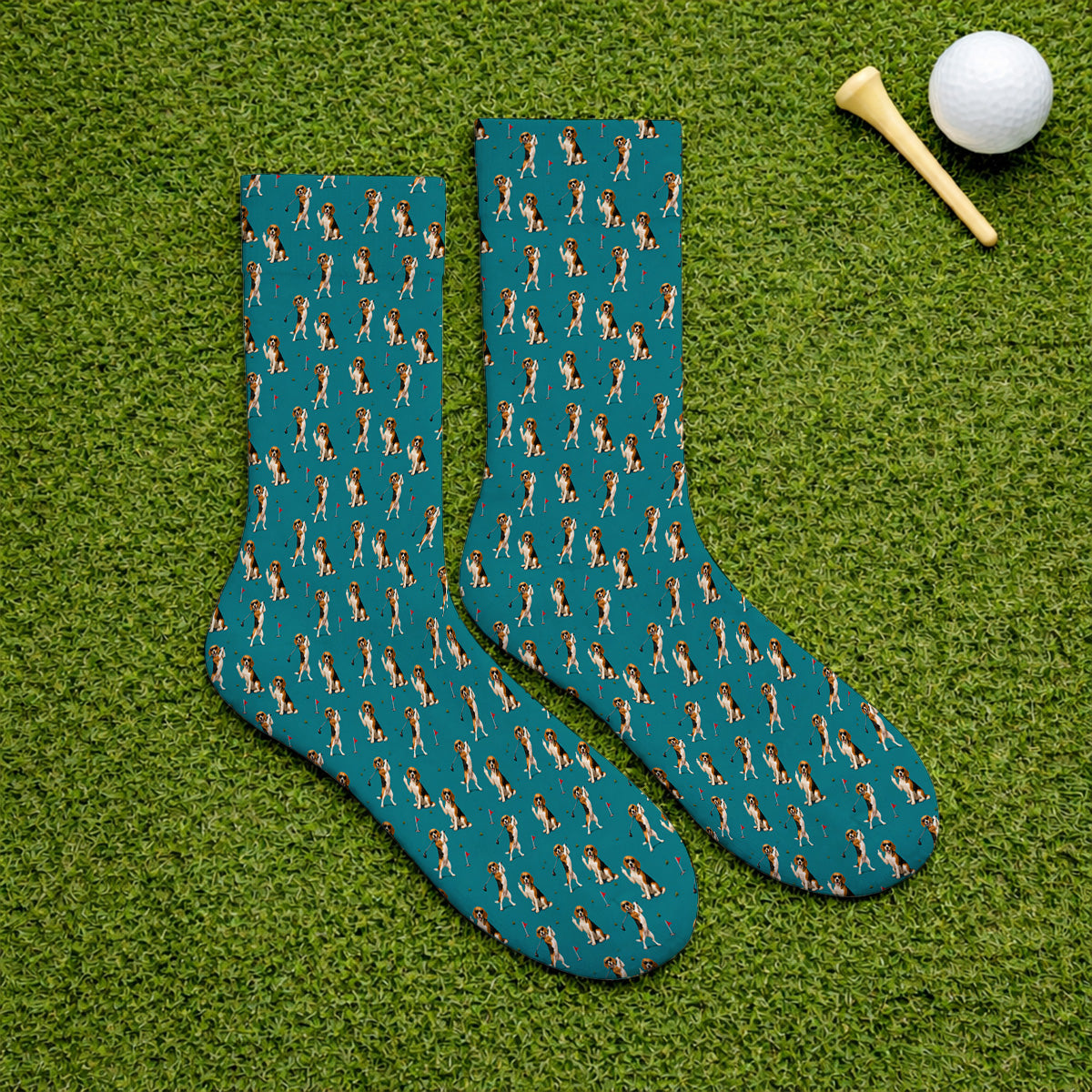 Beagle Pattern Golf Sock, Funny Beagle Golf Sock, Dog Lover Gift For Golfer