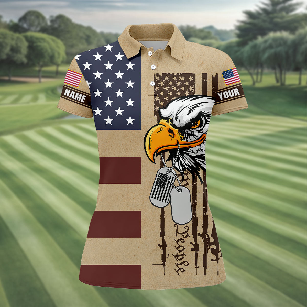 250 Years Bald Eagle American Flag Vintage Golf Shirt, Patriotic 4th Of July Golf Shirt For Women