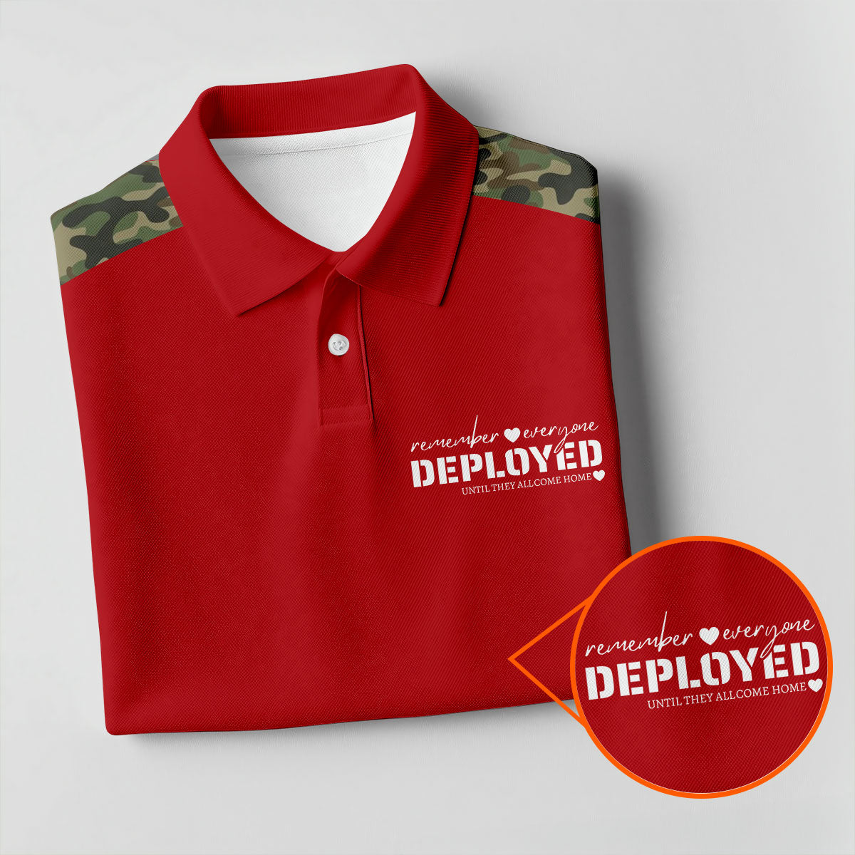 Remember Everyone Deployed Camo Red Patriotic 4th Of July Golf Shirt, 250th Anniversary Golf Shirts For Men