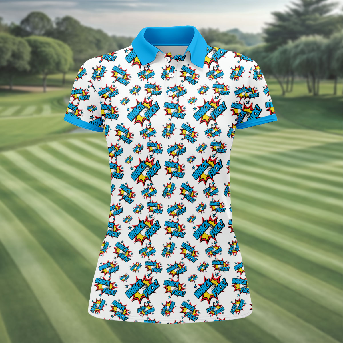 Funny Whack F*ck Comic Golf Ball Polo Shirt, Ladies Golf Shirts, Golf Polo For Women