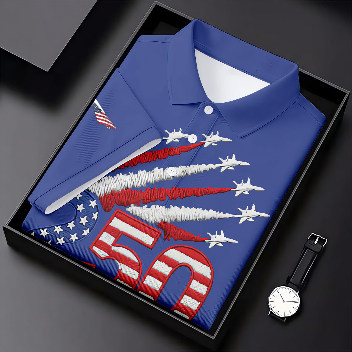 Flying Fighter Jets Faith Cross Patriotic 4th Of July Blue Golf Shirt, 250 Years Golf Shirt For Women