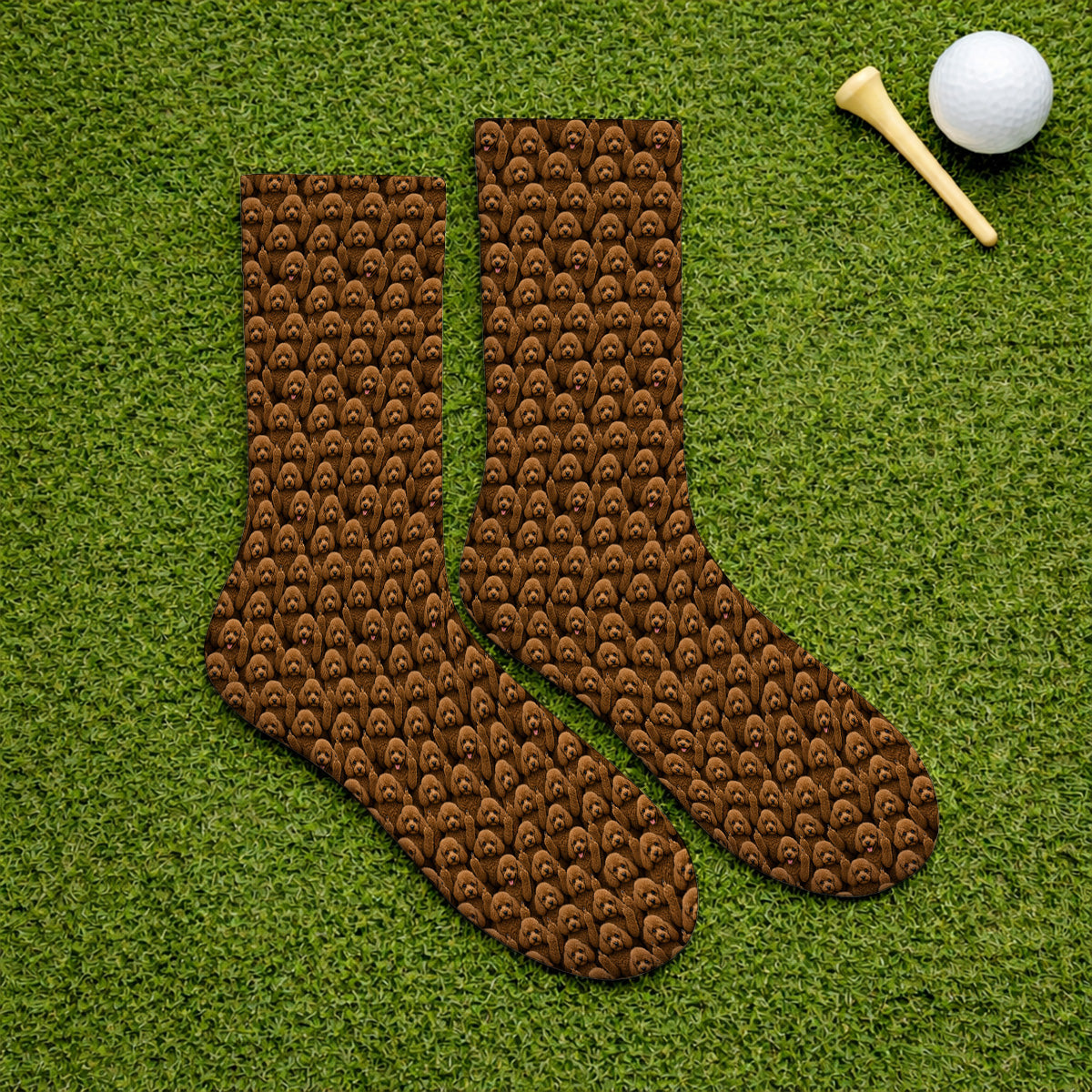 Poodle Dog Golf Socks, Funny Poodle Pattern Golf Sock, Golf Gift For Golfer