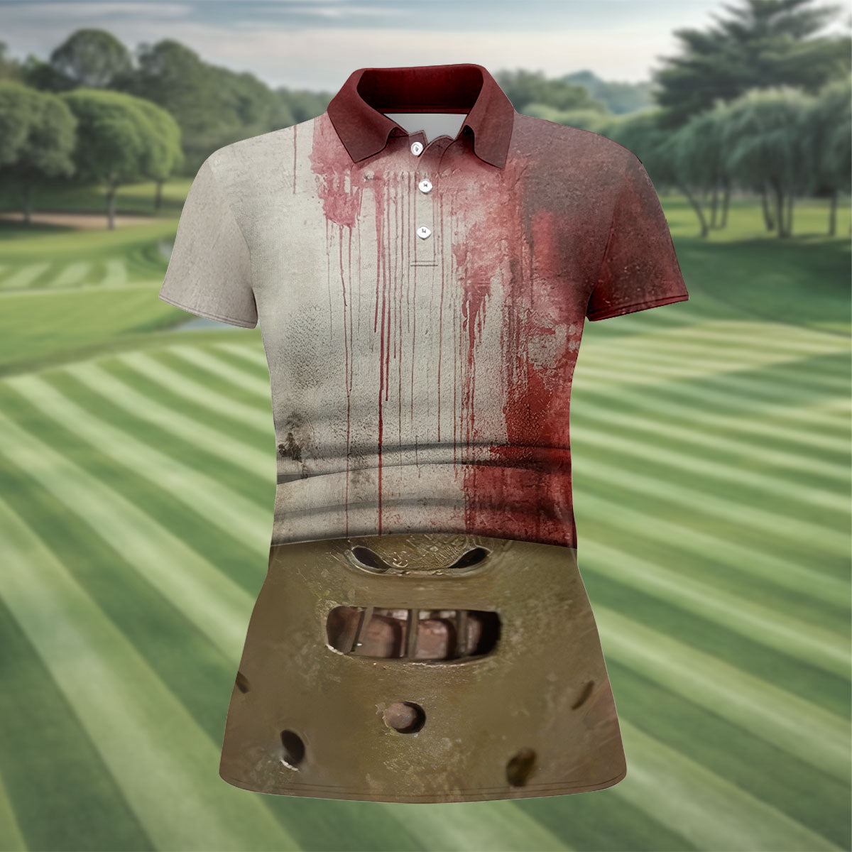 Muzzle Mask Horror Character Halloween Polo Shirt, Golf Polo For Women, Ladies Golf Top