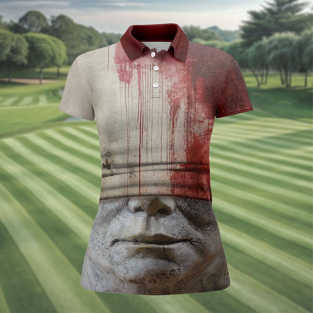 Blood Pale Mask Horror Character Halloween Polo Shirt, Women's Golf Tops, Ladies Golf Top