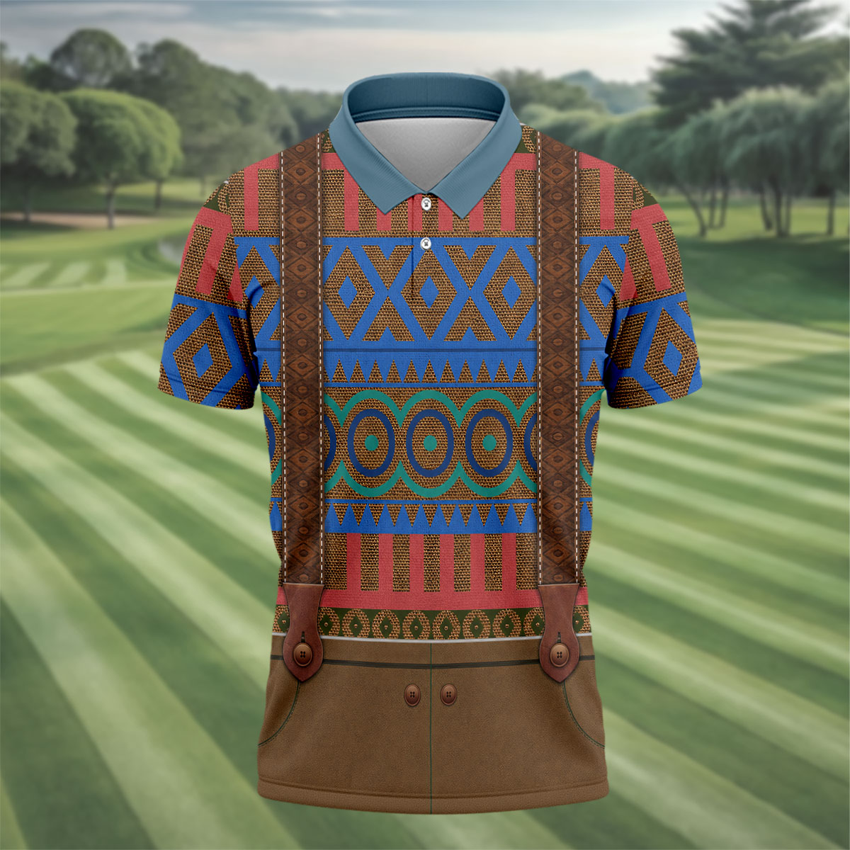 Tribal Suspender Pattern Halloween Golf Polo Shirt, Golf Polo Shirts For Men, Hawaiian Golf Shirt