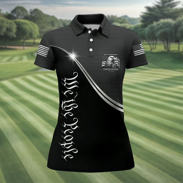 We The People 250th Anniversary Black Golf Shirt, Patriotic 4th Of July Golf Shirt For Women