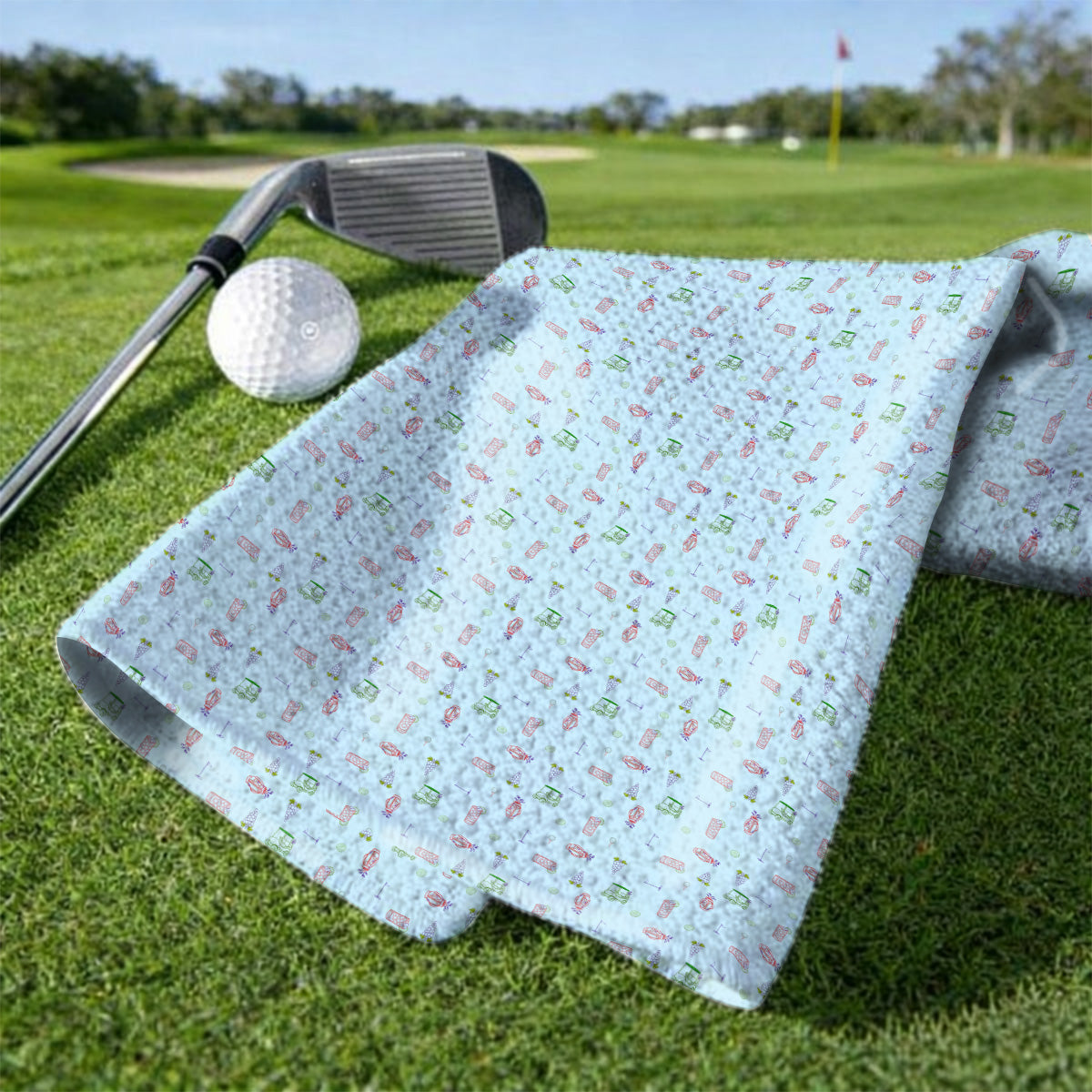 Transfusion Drink Golf Towel, Golf Cocktail Pattern Golf Towels, Cool Golf Lover Apparel For Golfer